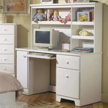 Computer Desk with Shelf Storage and Tower Door